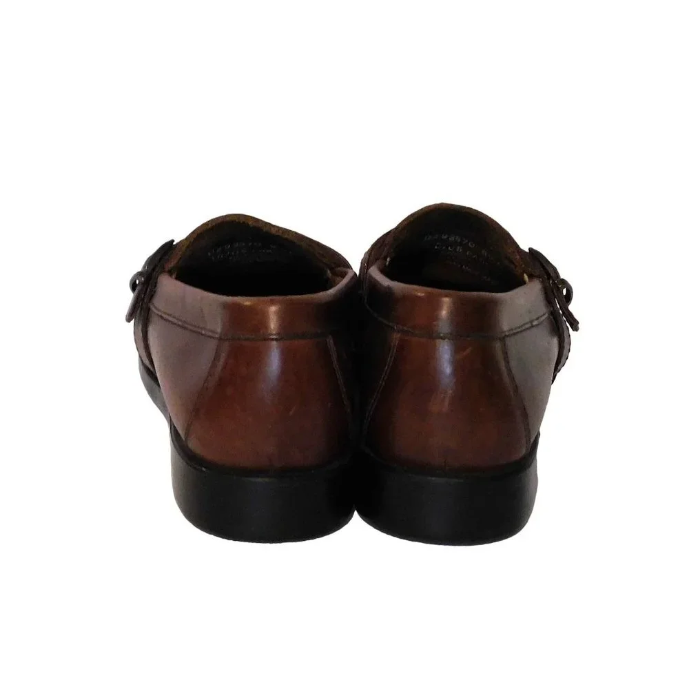Bass Parker Loafers Mens Shoes 9.5M Brown Fringe Buckle Leather Slip On